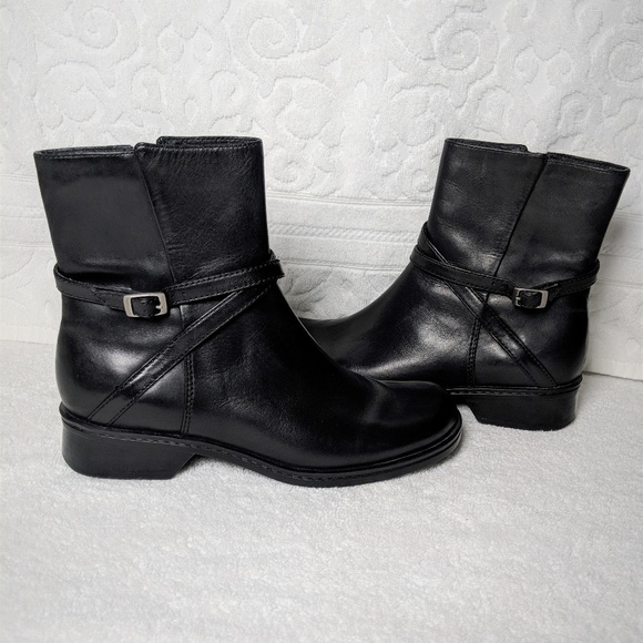 Clarks Black Boots/ Booties with Buckle Accent - Picture 1 of 8